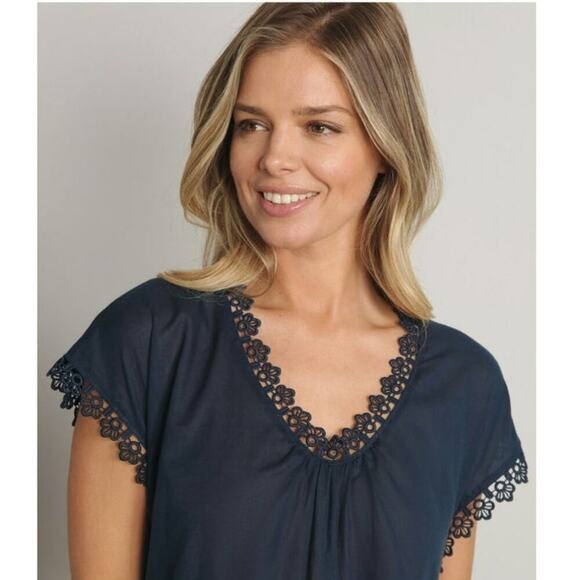 SCHWEITZER Linen Museeta Luxury Navy Blue, Size Medium, Nightgrown - Picture 2 of 6